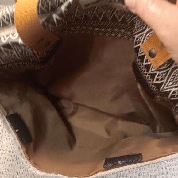 Kavu coated canvas black & white ikat tribal style print large tote bag purse - Picture 5 of 11